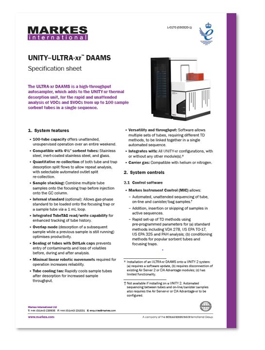 UNITY–ULTRA Xr DAAMS