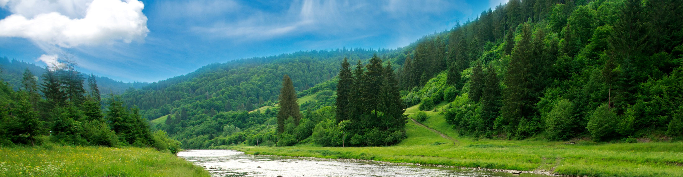 River Mountains Blue Sky Bigstock230462215