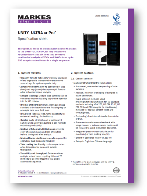 Sorbent Tube Sampling With UNITY–ULTRA-xr